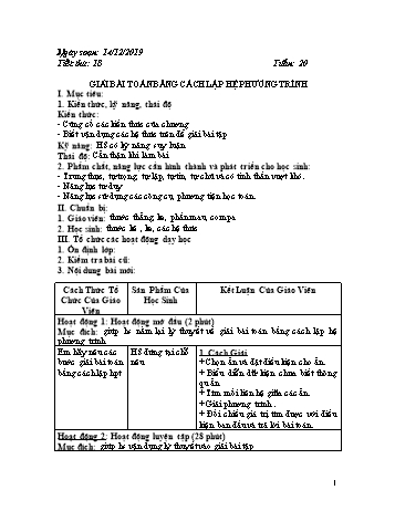 Giáo án Toán phụ đạo Lớp 9 - Tuần 20 - Năm học 2019-2020 - Trường THCS Phong Thạnh Tây