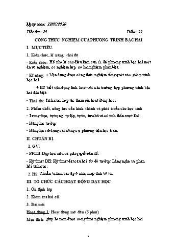 Giáo án Toán tự chọn Lớp 9 - Tuần 29 - Năm học 2019-2020 - Trường THCS Phong Thạnh Tây