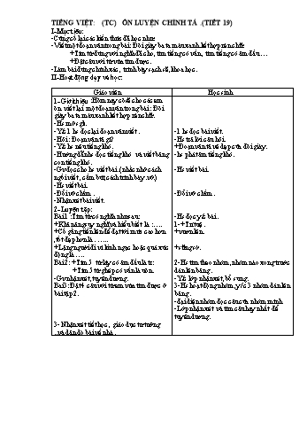 Giáo án Tổng hợp Lớp 4 - Tuần 19