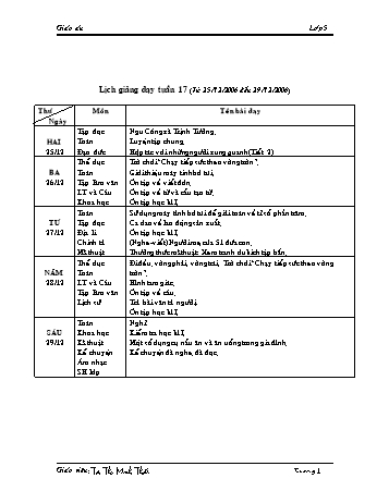 Giáo án Tổng hợp Lớp 5 - Tuần 17 - Tạ Thị Minh Thái