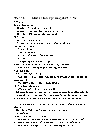 Giáo án Tự nhiên xã hội Lớp 2 - Bài 29: Một số loài vật sống dưới nước