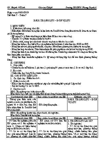 Giáo án Vật lý Lớp 6 - Tuần 7 - Năm học 2020-2021 - Huỳnh Vũ Linh