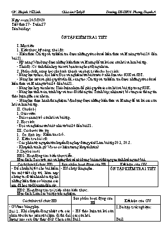 Giáo án Vật lý Lớp 8 - Tuần 27 - Năm học 2019-2020 - Huỳnh Vũ Linh