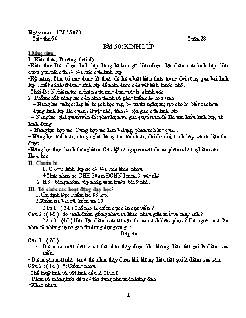 Giáo án Vật lý Lớp 9 - Tuần 10 - Năm học 2019-2020 - Huỳnh Văn Giàu