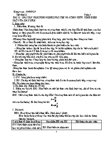 Giáo án Vật lý Lớp 9 - Tuần 11 - Năm học 2019-2020 - Huỳnh Văn Giàu