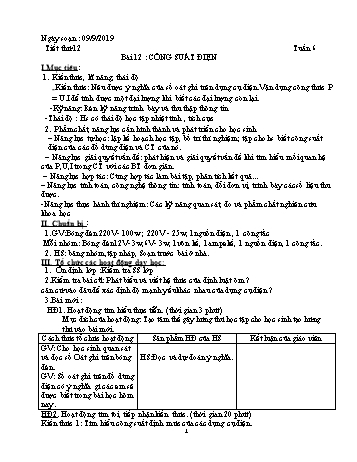 Giáo án Vật lý Lớp 9 - Tuần 12 - Năm học 2019-2020 - Huỳnh Văn Giàu