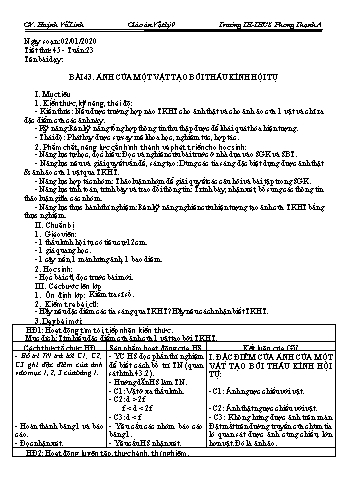 Giáo án Vật lý Lớp 9 - Tuần 23 - Năm học 2019-2020 - Huỳnh Vũ Linh