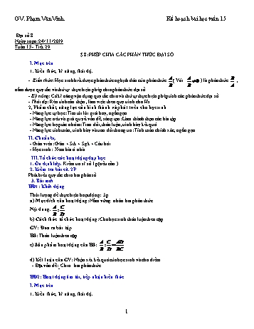 Kế hoạch bài dạy Toán 8 - Tuần 15 - Năm học 2019-2020 - Phạm Văn Vinh
