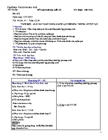 Kế hoạch bài dạy Toán 8 - Tuần 23 - Năm học 2019-2020 - Phạm Văn Vinh