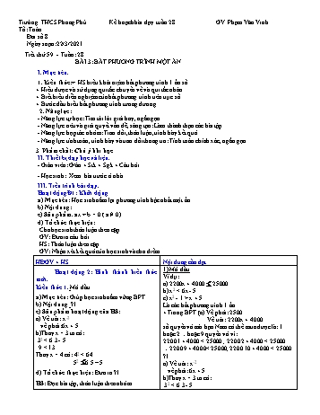 Kế hoạch bài dạy Toán 8 - Tuần 28 - Năm học 2019-2020 - Phạm Văn Vinh