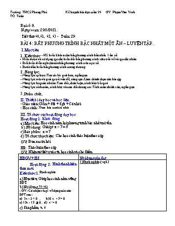 Kế hoạch bài dạy Toán 8 - Tuần 29 - Năm học 2019-2020 - Phạm Văn Vinh