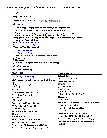 Kế hoạch bài dạy Toán 8 - Tuần 32 - Năm học 2019-2020 - Phạm Văn Vinh