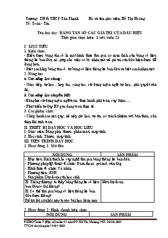 Kế hoạch bài giảng Đại số Lớp 7 - Tuần 21 - Năm học 2020-2021 - Hồ Thị Hoàng