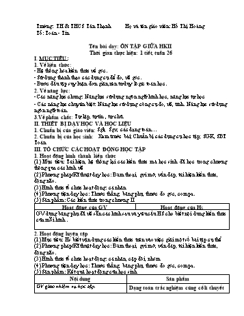 Kế hoạch bài giảng Hình học Lớp 6 - Tuần 26 - Năm học 2020-2021 - Hồ Thị Hoàng