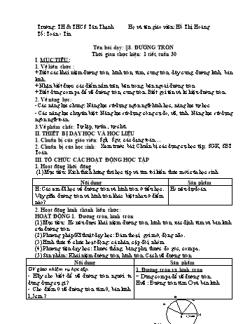 Kế hoạch bài giảng Hình học Lớp 6 - Tuần 30 - Năm học 2020-2021 - Hồ Thị Hoàng