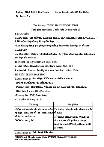 Kế hoạch bài giảng Hình học Lớp 7 - Tuần 21 - Năm học 2020-2021 - Hồ Thị Hoàng