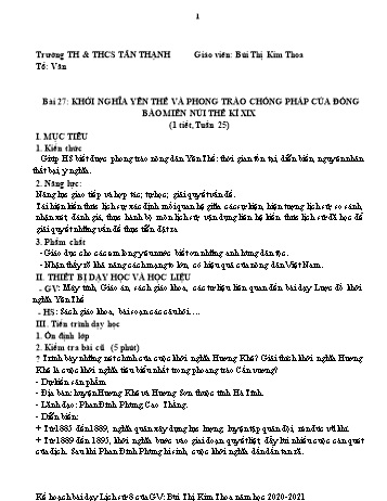 Kế hoạch bài giảng Lịch sử Lớp 8 - Tuần 25 đến 28 - Năm học 2020-2021 - Bùi Thị Kim Thoa