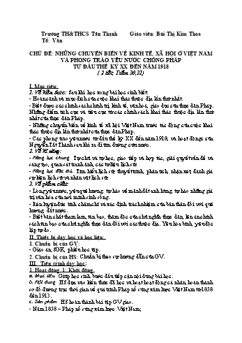 Kế hoạch bài giảng Lịch sử Lớp 8 - Tuần 29 đến 35 - Năm học 2020-2021 - Bùi Thị Kim Thoa