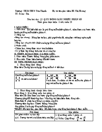 Kế hoạch bài giảng Số học Lớp 6 - Tuần 23 - Năm học 2020-2021 - Hồ Thị Hoàng