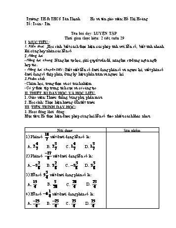 Kế hoạch bài giảng Số học Lớp 6 - Tuần 29 - Năm học 2020-2021 - Hồ Thị Hoàng