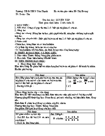 Kế hoạch bài giảng Số học Lớp 6 - Tuần 31 - Năm học 2020-2021 - Hồ Thị Hoàng