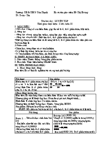 Kế hoạch bài giảng Số học Lớp 6 - Tuần 32 - Năm học 2020-2021 - Hồ Thị Hoàng