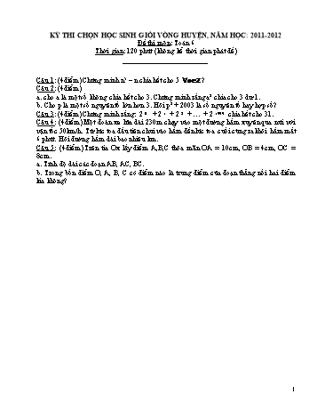 Kỳ thi chọn học sinh giỏi vòng Huyện môn Toán 6 - Năm học 2011-2012 - Trường THCS Phong Tân (Có hướng dẫn chấm)