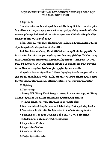 Sáng kiến kinh nghiệm Một số biện pháp làm tốt công tác phổ cập giáo dục trẻ mầm non 5 tuổi