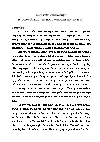 Sáng kiến kinh nghiệm Sử dụng tài liệu văn học trong dạy học Lịch sử 7