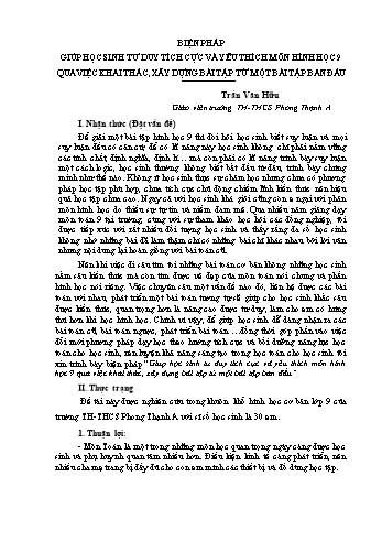 SKKN Biện pháp giúp học sinh tư duy tích cực và yêu thích môn Hình học 9 qua việc khai thác, xây dựng bài tập từ một bài tập ban đầu