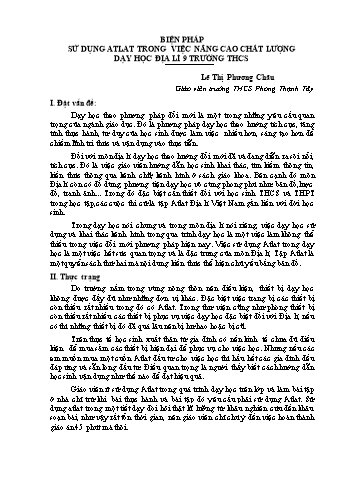 SKKN Biện pháp sử dụng atlat trong việc nâng cao chất lượng dạy học Địa lí 9 trường THCS