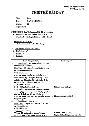 Thiết kế bài dạy Toán Lớp 2 - Tuần 20 - Phùng Thị Tiết