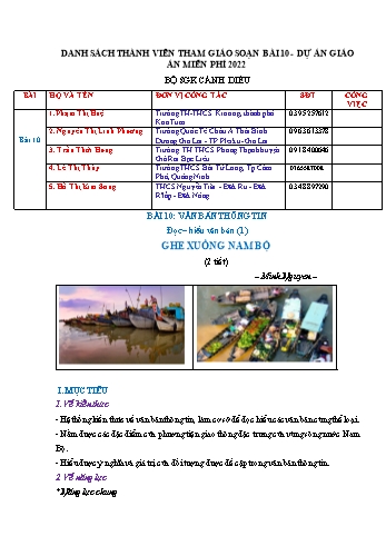 Giáo án Ngữ văn Lớp 7 (Cánh diều) - Bài 10: Văn bản thông tin - Năm học 2021-2022