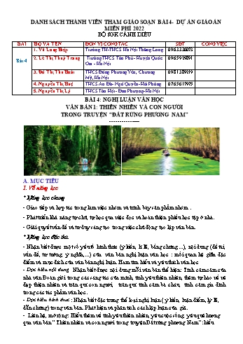 Giáo án Ngữ văn Lớp 7 (Cánh diều) - Bài 4: Nghị luận văn học