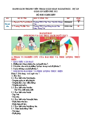 Giáo án Ngữ văn Lớp 7 (Cánh diều) - Bài mở đầu