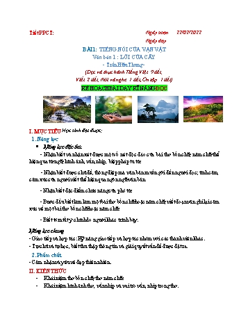 Giáo án Ngữ văn Lớp 7 (Chân trời sáng tạo) - Bài 1: Tiếng nói của vạn vật - Năm học 2021-2022