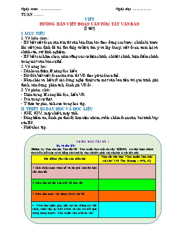 Giáo án Ngữ văn Lớp 7 (Chân trời sáng tạo) - Bài 9: Trong thế giới viễn tưởng - Viết: Viết hướng dẫn viết đoạn văn tóm tắt văn bản; Nói và nghe: Thảo luận nhóm về một vấn đề gây tranh cãi