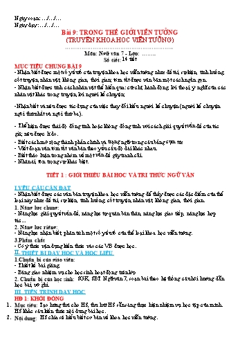 Giáo án Ngữ văn Lớp 7 (Chân trời sáng tạo) - Bài 9: Trong thế giới viễn tưởng (Truyện khoa học viễn tưởng)