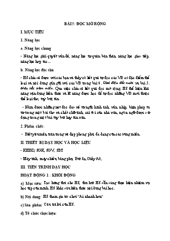 Giáo án Ngữ văn Lớp 7 (Kết nối tri thức với cuộc sống) - Bài 5: Màu sắc trăm miền - Đọc mở rộng