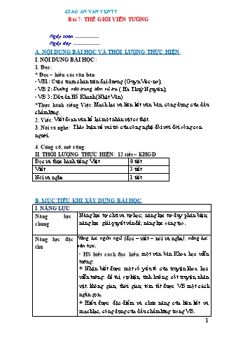 Giáo án Ngữ văn Lớp 7 (Kết nối tri thức với cuộc sống) - Bài 7: Thế giới viễn tưởng