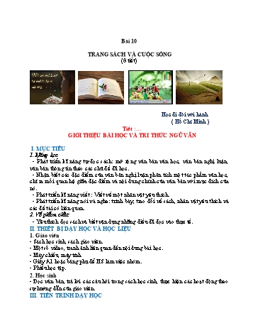 Kế hoạch bài dạy Ngữ văn Lớp 7 (Kết nối tri thức với cuộc sống) - Bài 10: Trang sách và cuộc sống - Giới thiệu bài học và tri thức ngữ văn