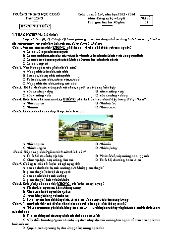 2 Đề kiểm tra cuối học kỳ I môn Công nghệ 6 - Năm học 2023-2024 - Trường THCS Tân Long (Có đáp án)