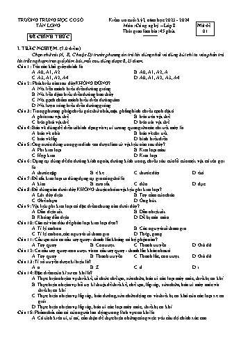 2 Đề kiểm tra cuối học kỳ I môn Công nghệ 8 - Năm học 2023-2024 - Trường THCS Tân Long (Có đáp án)