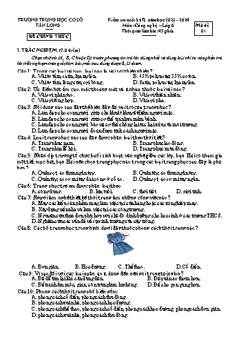 2 Đề kiểm tra cuối học kỳ II môn Công nghệ 6 - Năm học 2023-2024 - Trường THCS Tân Long