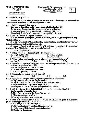 2 Đề kiểm tra cuối học kỳ II môn Công nghệ 7 - Năm học 2023-2024 - Trường THCS Tân Long