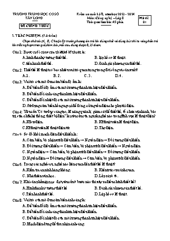 2 Đề kiểm tra cuối học kỳ II môn Công nghệ 8 - Năm học 2023-2024 - Trường THCS Tân Long