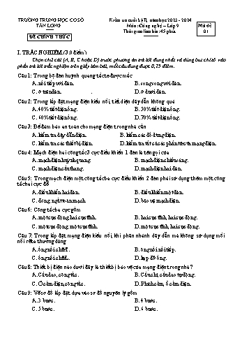 2 Đề kiểm tra cuối học kỳ II môn Công nghệ 9 - Năm học 2023-2024 - Trường THCS Tân Long