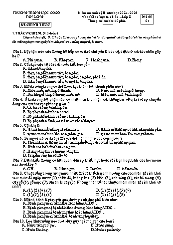 2 Đề kiểm tra cuối học kỳ II môn Khoa học tự nhiên 8 - Năm học 2023-2024 - Trường THCS Tân Long