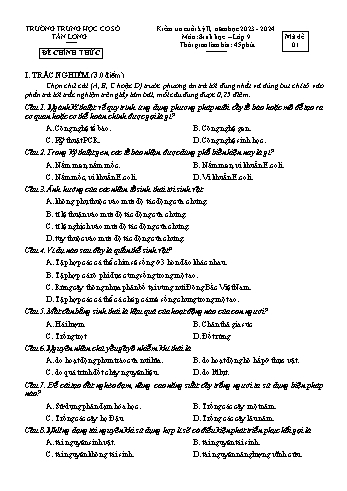 2 Đề kiểm tra cuối học kỳ II môn Sinh học 9 - Năm học 2023-2024 - Trường THCS Tân Long