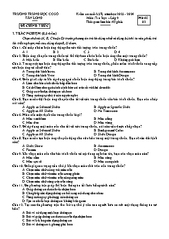 2 Đề kiểm tra cuối học kỳ II môn Tin học 9 - Năm học 2023-2024 - Trường THCS Tân Long